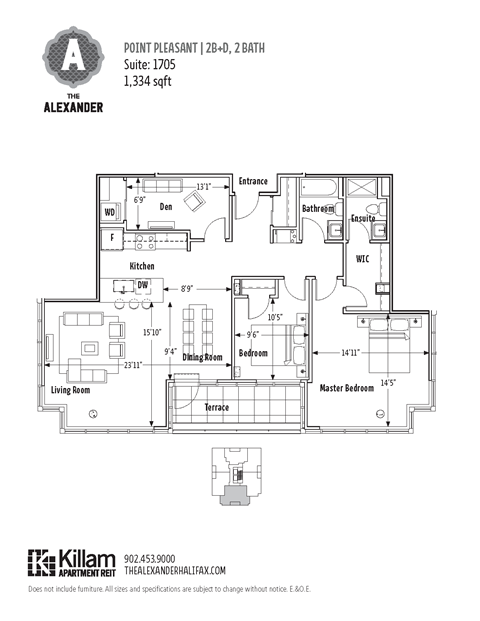 Floor plan for 2 beds, 2 baths, 2262 sqft